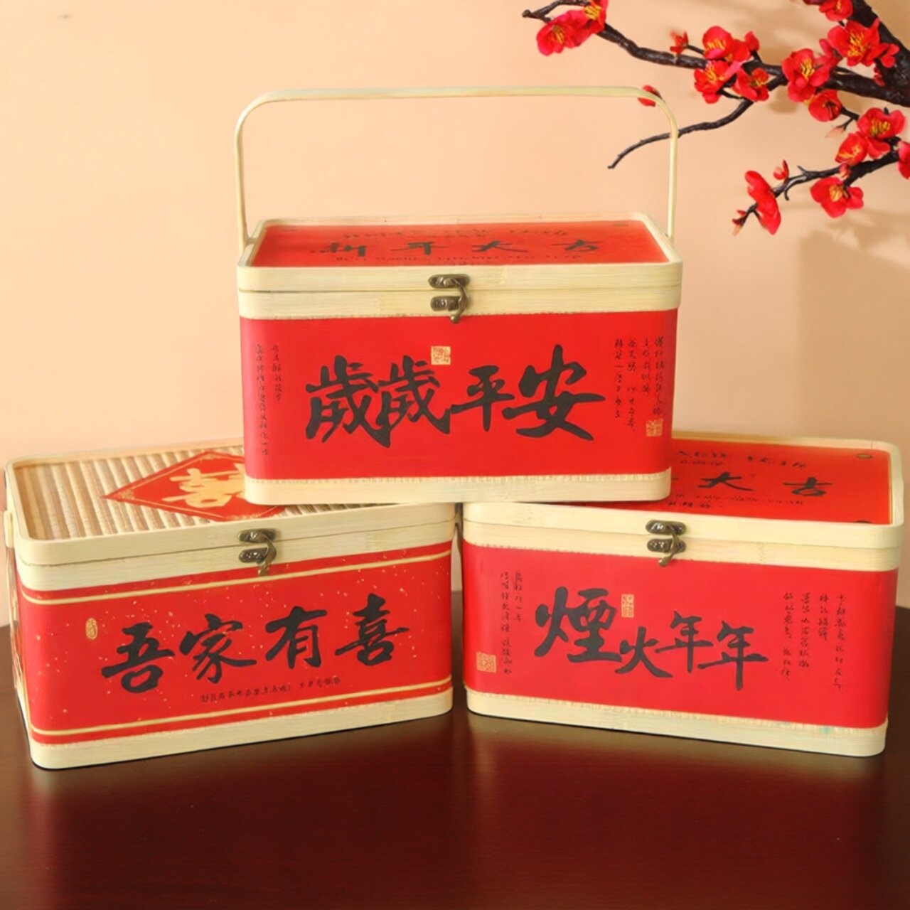 Food Snacks Hamper - Large Red Gift Box Handheld Ham