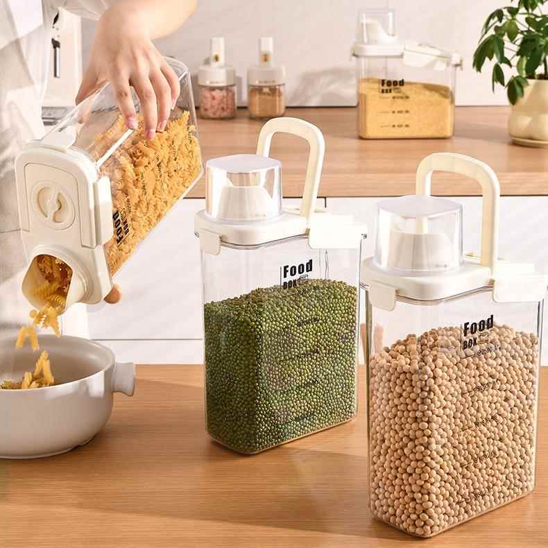 Dry Food Snacks - Kitchen Storage Canister with Measuring Cup