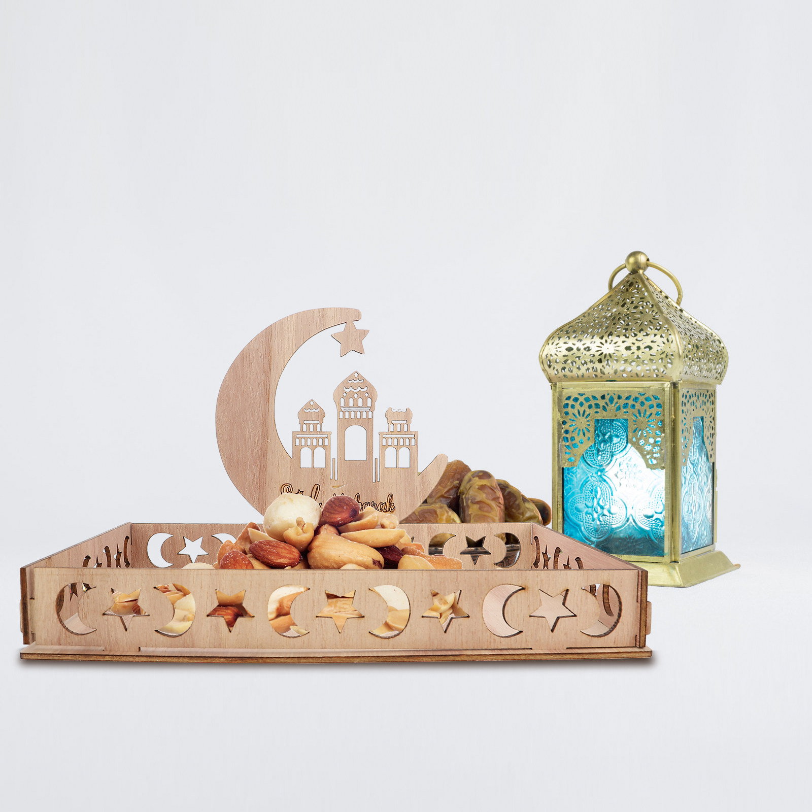 Dry Food Snacks - Eid Wooden Dessert Tray Premium Wood